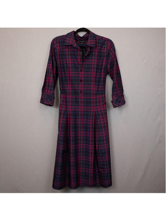 Talbots Dresses & Skirts - Talbots blue and purple silk blend plaid midi shirt dress-6